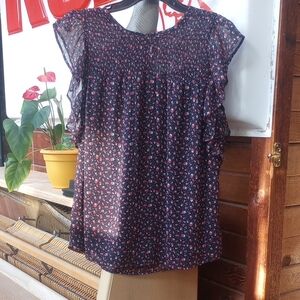 LOFT Black and Red Lady Bug Top